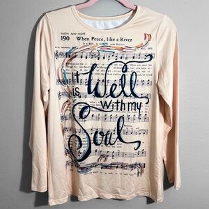 New Apricot It Is Well With My Soul Long Sleeve Music Graphic Top Women’s Small